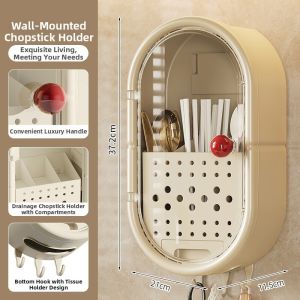 No Drilling Dustproof Wall Mounted Kitchen Storage