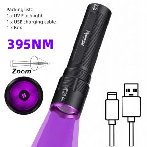 Alonefire | Alonefire 365nm/395nm UV Led Black Light High Power Flashlight Pet Cat Urine Tinea Ore Money Jade Scorpion Detection Lamp Torch
