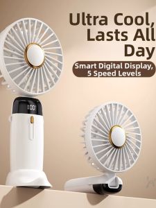 Portable Mini Handheld USB Rechargeable Fan Compact Office Desk Top Student Dormitory Foldable Neck Hanging High Wind Power Cute Fan