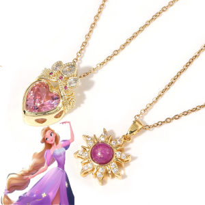 การ์ตูนราพันเซลสร้อยคอDopamineตุ๊กตาบาร์บี้Clavicle ChainทองแดงSun Crown Loveจี้ฝังZirconของขวัญเครื่องประดับสําหรับเพื่อน