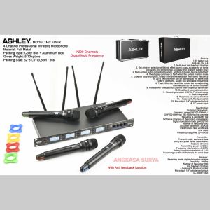 Mic Wireless ASHLEY MCFOUR ORIGINAL / 4 Channel 4 mic MC FOUR Handheld Koper Hardcase Multi Frekuensi