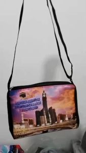 Tas Selempang Bahu Wanita Printing Sling Bag Resleting 2 Ruang Oleh-Oleh Haji Umroh