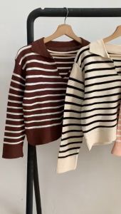 BL20066 Hillary Stripe Collar Loose Top