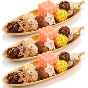 Nordic Decorative Tray Gold Leaf Shape Serving Tray Jewelry Pallet Fruit Snack Dish Table Decoration Storage Organizer