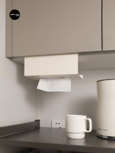 Youben Home Kitchen Towel Rack Punch-Free Cabinet Tissue Box Upside down Cabinet Door Hanging Tissue Storage Box