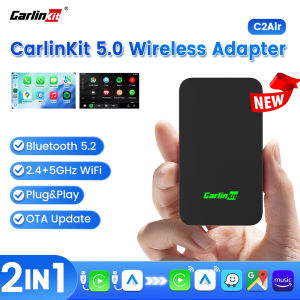 CarlinKit | CarlinKit 5.0 Wireless CarPlay Adapter Plug and Play Wired to Wireless Android Auto Car Play Mini Box Dual Mode OTA for OEM Car