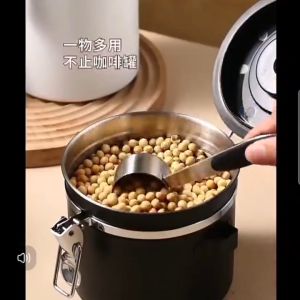 Airtight Sealed Can Coffee Bean Storage Container 304 Stainless Steel Food Jar Coffee Bean Sealed Cans Wtih Spoon