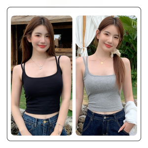 MiiOW | เสื้อกั๊กสายเดี่ยวผู้หญิง ฤดูร้อน ใหม่ พร้อมแผ่นเสริมหน้าอก สายคู่ เสื้อคลุมหลังสวย แฟชั่นอเนกประสงค์ กระชับสัดส่วน เสื้อชั้นใน