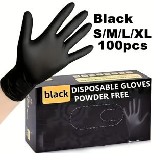100pcs Black Disposable Gloves Powder Free Suitable for Household Cleaning and Restaurant Washing  Available in Multiple