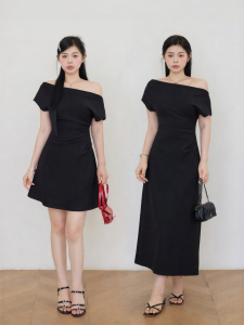 JULULOOK | Đầm Dài Elegance Tô Đẹp Hình Thức Một Bờ Vai