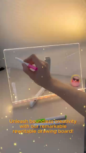 Transparent Board Transparent Acrylic Message Board Led Luminous Writing Board USB Charging Bedside Lamp Night Light Portable Handmade DIY Drawing Board Reusable