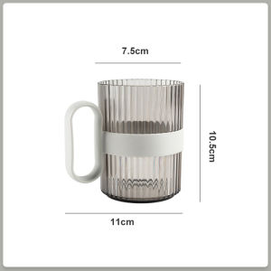 Luxury Stripe Plastic Toothbrush Cup Spill-Proof Drinking Water Cup for Students Dormitory Use Mouth Rinse Cup Home Bathroom Accessories