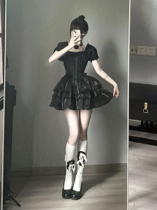 ชุดเดรสแขนพองสไตล์ฝรั่งเศสสำหรับผู้หญิงไซส์ใหญ่ ช่วงฤดูร้อน กระโปรงทรงเค้ก กระโปรงทรงเจ้าหญิง เอวเข้ารูป สไตล์หวานและเผ็ดร้อน