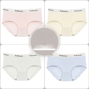 Miiow | Antibacterial Pure Cotton Ice Silk Seamless Womens Underwear Breathable Mid-Waist Triangle Shorts Thin Summer Briefs