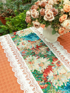 French Vintage Long Table Flag Dustproof Luxury American Style Cover Cloth for Coffee Table TV Cabinet Chest of Drawers