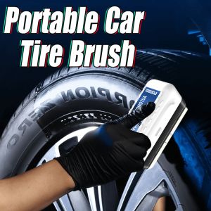 High density portable car polishing brush with cap seal design for car tires plastic faux leather and surface polishing