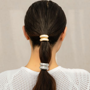 Stylish Metal Concave-Convex Elastic Hair Ring Niche Design All-Match Cold Geometric Hair Rope Retro Elegant Head Rope