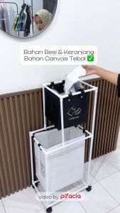PIFACIA Rak Keranjang Laundry Dengan Roda Penyimpanan Portable Dilengkapi Pengunci Roda