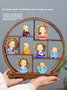 Chicken Wing Wood Bugei Shelf Small Solid Wood Ornaments Tea Set Tea Leaf Rack Multi-Treasure Display Shelf Zen Monk