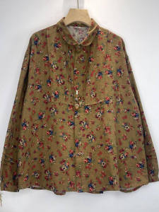 Artistic Vintage Print Long Sleeve Loose Fit Comfortable Breathable  Silk Womens Shirt Spring 2025 Commute Style Cotton Linen Blend