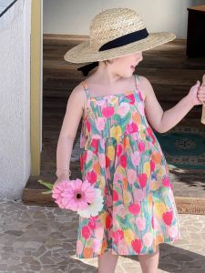 Váy Đi Biển Phong Cách Bohemian Cho Bé Gái Váy Mùa Hè Váy Dây Váy Du Lịch Cho Bé Gái Váy Trẻ Em Phong Cách Hàn Quốc Váy Cotton Thường Ngày