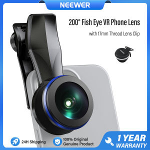 NEEWER 170° 14mm VR Fish Eye Phone Lens with 17mm Thread Lens Clip Camera Lenses for iPhone Samsung Xiaomi Android Smartphone Camera Lens LS-77