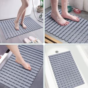 Bathroom Long Foldable Anti-Slip Mat With Suction Cup Drainage Hole Anti-Falling Shower Mat Quick-Drying Comfortable And Stable