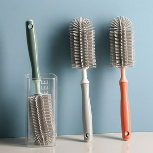 Silicone Cup Brush Long Handle Bottle Cleaner Water Cup Cleaning Brush Milk Bottle Cleaning Tool Kitchen Utensil Household Cleaning