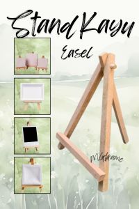 Stand Poto Tripod kayu Tinggi 30cm Holder Mini Easel Stand Foto Kanvas Lukis Sandaran Hp stand papan bunga mini