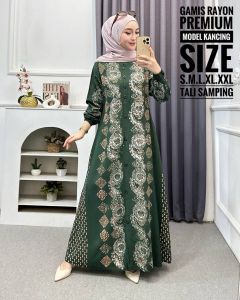 ( S M L XL XXL ) Gamis Twill Rayon Premium Model Kancing Terbaru Jumbo Syari Kekinian Batik Cap Pekalongan