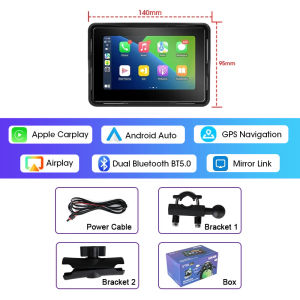 Jansite 5/7 inch Motorcycle Carplay DVR 2K HD Dual Lens GPS Navigation Wireless CarPlay Android Auto Portable Motorcycle Monitor