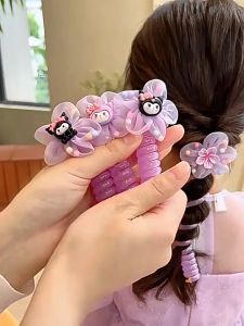 Ikat Rambut Spiral Kuromi Ungu 2 pcs Karet Kunciran Kabel Pita Lucu Aksesoris Rambut Anak HG AR09