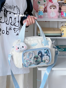 Original Versatile Daily Anime Show Transparent Double Shoulder Slant Cross Large Capacity School Campus Pain Bag for Women