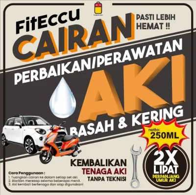 FitEccu Air Aki Kering Cairan Vitamin Perbaikan Perawatan Aki Eccu Kering Basah Motor Mobil - Solusi Performa Hemat