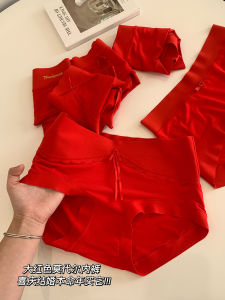 กางเกงชั้นในสตรีผ้าโมดอลบางสีแดงปีใหม่ปีเกิดสำหรับงานแต่งงาน กางเกงชั้นในทรงสามเหลี่ยมผ้าฝ้ายแท้ระบายอากาศได้ดี ทรงเอวกลาง สำหรับเยาวชน