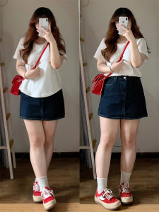 เอวสูงผ้าฝ้ายโพลีเอสเตอร์กระโปรงสั้นสําหรับผู้หญิงขนาดบวกหลวมพอดี A-Line สไตล์ลําลองฤดูร้อนตู้เสื้อผ้าที่จําเป็น