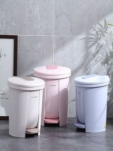 House of EQA 10L Pedal Garbage Bin Plastic Pastel Dust Bin Portable Trash Can Double Barrel Design PP Non Toxic Waterproof Dust Proof Sturdy Double Handle Inner Barrel Recycling Bin Trash Can Garbage Bin for Office & Home Garbage and Recycling Bins