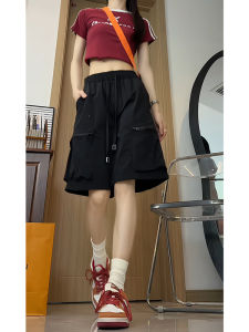 American Style Loose Fit Short Pants for Women Summer Thin Straight-cut Cool Workwear Five-tone Trendy Natural Waist Pant