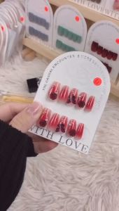 Z&V*Handmade 10pcs Cateye Fake Nail Kuku Palsu Kuku Panjang 3D Design Cantik Murah Simple Design Kuku Murah Free Toolkit