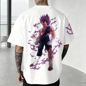 Dragon Ball Anime Vegeta Printed T-shirt Mens and Womens Summer New Y2K Harajuku Plus Size Casual Loose Parent Child Top