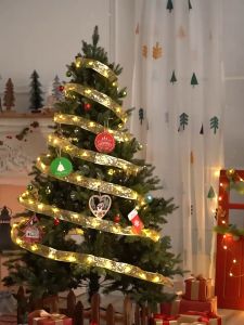 Double Layer LED Fairy Light String Christmas Ribbon Bows for Christmas Tree and Home Decoration