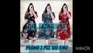 Dress 100 Ribu 3 Pcs Dress Bunga Sakura Terbaru/ Baju Gaun Wanita Remaja