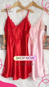 ชุดนอนกระโปรงสายเดี่ยว ลูกไม้ ผ้าซาติน คุณภาพดี สวมใส่สบาย สินค้าพร้อมส่ง (รหัส1733)