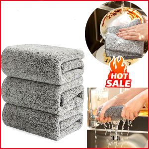 【Free Shipping】Microfiber Cloth Bamboo Charcoal Rag Kitchen Super Absorbent Towels Car Wash Towel Durable Wipe Cleaning Cloth