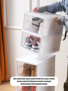 Angola Rak Sepatu Susun Lipat C05-C06 Kotak Box Organizer Lemari Plastik Sepatui Lipat Transparan Hemat Ruang & Mudah Dirakit