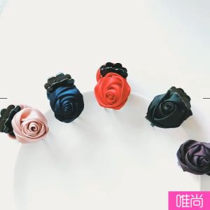 Kẹp Càng Cua Hoa Hồng Vải Lụa Màu Sắc Ngọt Ngào Phong Cách Hàn Quốc Cho Nữ