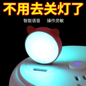 Intelligent Voice Small Night Lamp Voice Control Sensor LED Light Night USB Switch Lights Student Dormitory Bedside Lamp Sleep Light