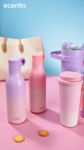 tumbler tahan panas dingin 24 jam BPA FREE termos kopi  botol minum 550ml stainless Steel 304 dan Straw