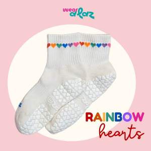 WEAR.ALAZ Rainbow Hearts Cloud Dancer Non-slip Grip Socks for Pilates Lagree Barre Yoga