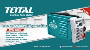 Máy hàn điện tử TOTAL TW21606 máy hàn que Inverter MMA 85V Điện áp ra tối đa 160A Kích thước que hàn 1.6-4.0 mm công nghệ biến tần IGBT